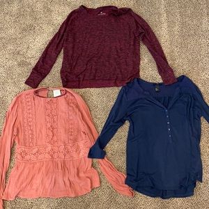 THREE long sleeve tops